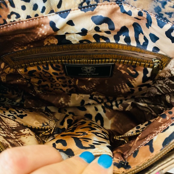 Sharif Gorgeous Large Bronze Metallic Colorful Pattern Bronze Chain Purse - Picture 13 of 15